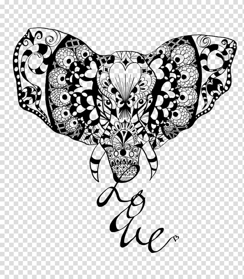 Moth Line art Wing Visual arts, elephant love transparent background PNG clipart