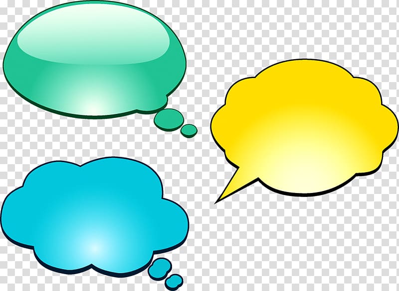 three assorted-color word clouds , Bubble Dialog box Dialogue Cloud, Dialog bubbles transparent background PNG clipart