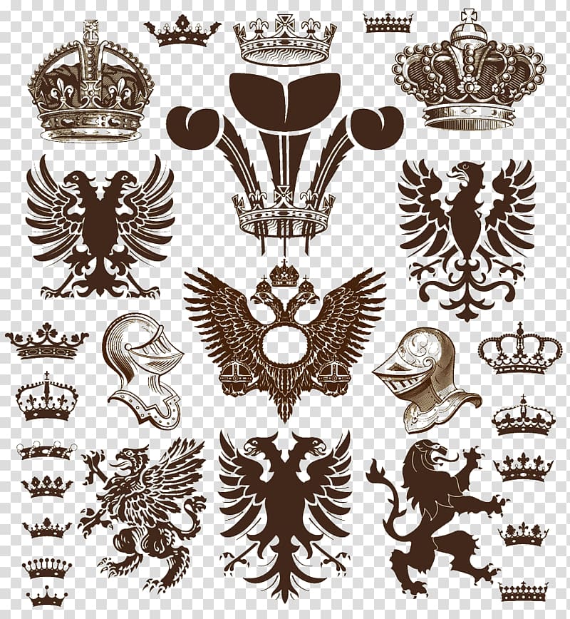 Heraldry Logo Illustration, Nostalgic Knight decorative motifs transparent background PNG clipart