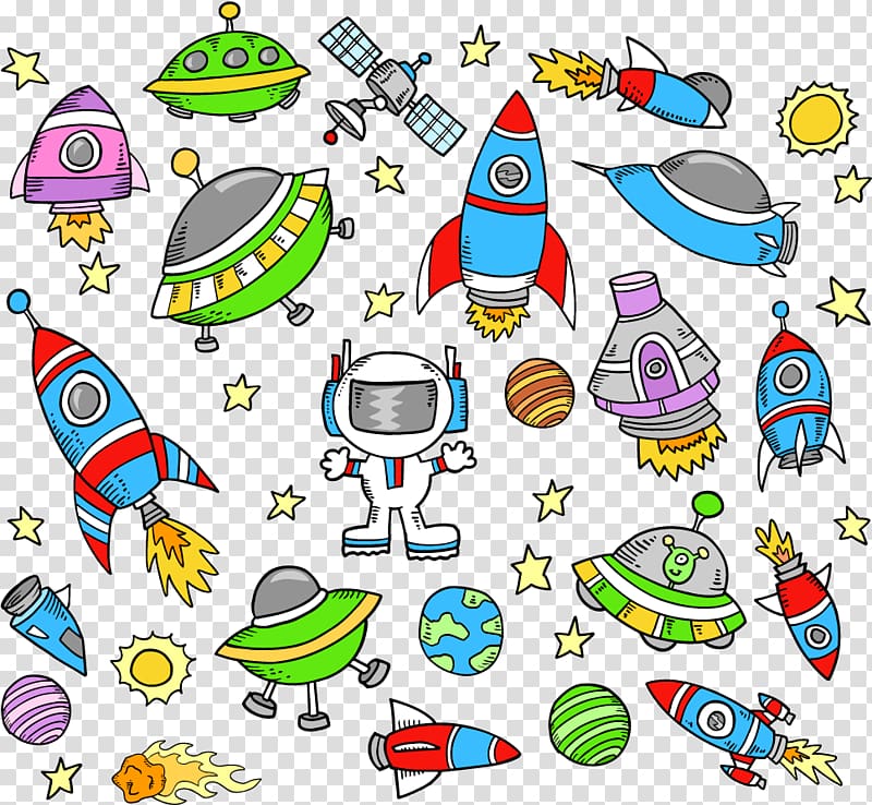 Outer space , Lovely hand-painted illustration of children transparent background PNG clipart