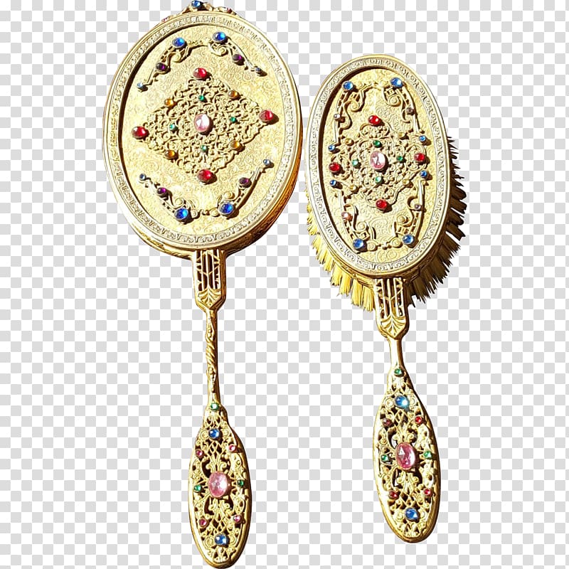 Earring Mirror Brush Vintage Glass, mirror transparent background PNG clipart