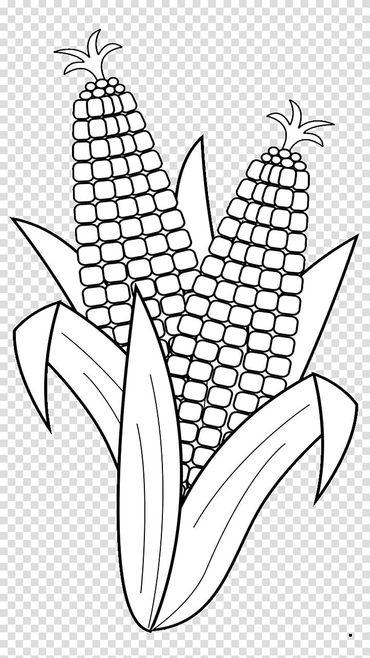 Candy corn Corn on the cob Popcorn Coloring book Maize, black and white vegetable transparent background PNG clipart