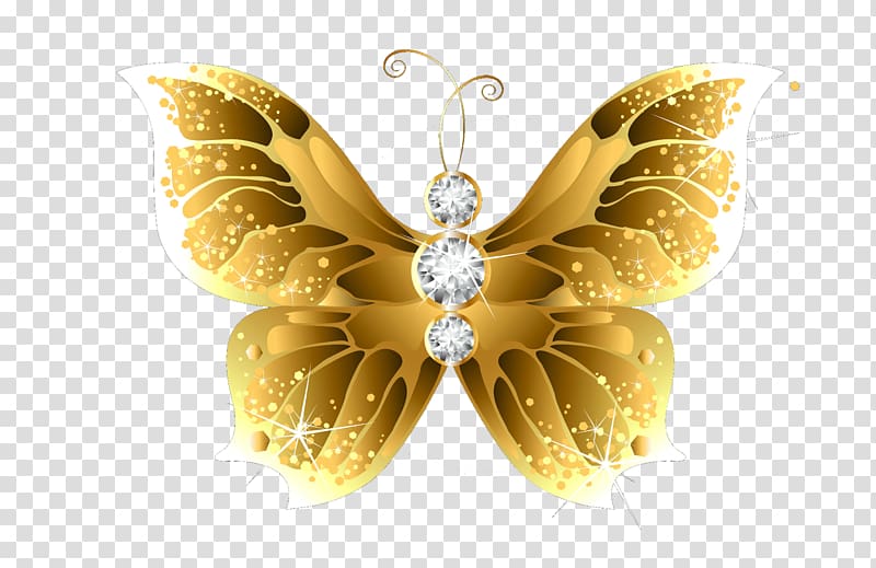 Butterfly net Insect Gold , gold flower transparent background PNG clipart