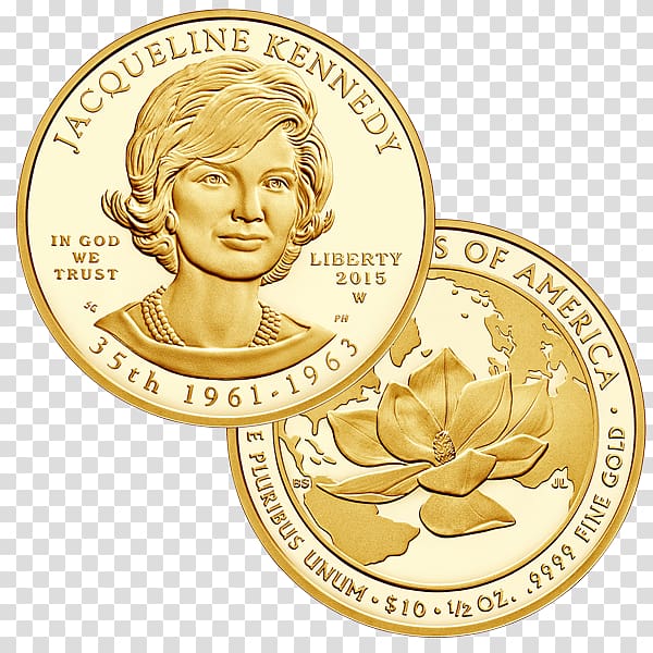 Coin Jacqueline Kennedy Onassis Gold United States The Kennedys, Coin transparent background PNG clipart