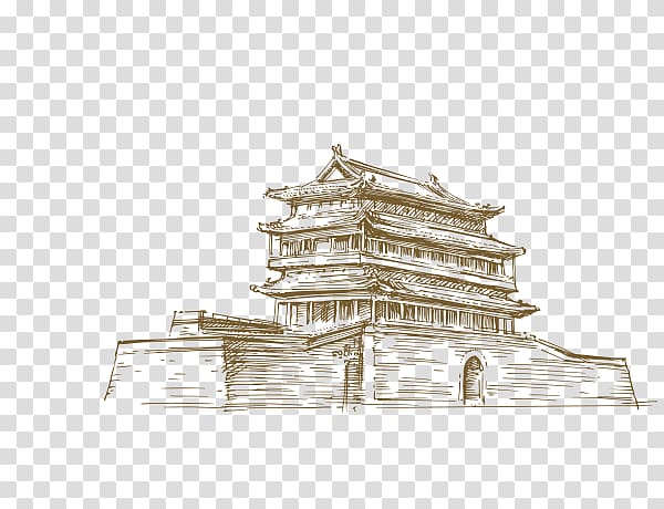 Beijing Drawing Architecture, City gate tower transparent background PNG clipart