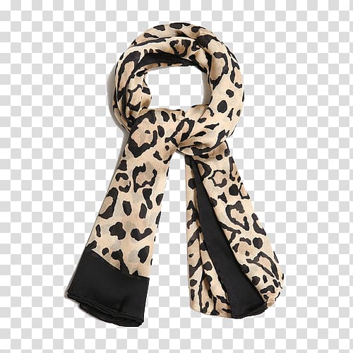 Scarf Foulard Black and white, Leopard Scarf transparent background PNG clipart