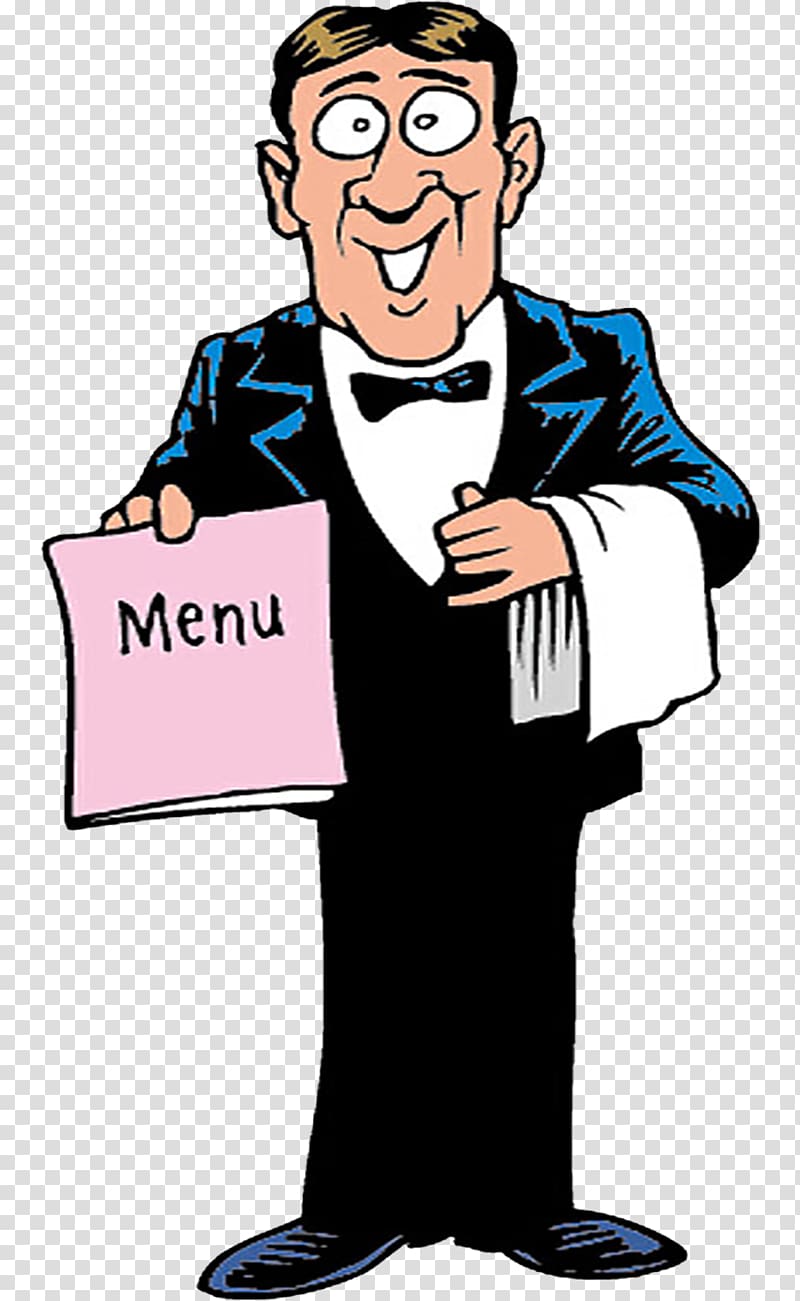Waiter Restaurant Illustration, Waiter with the menu transparent background PNG clipart