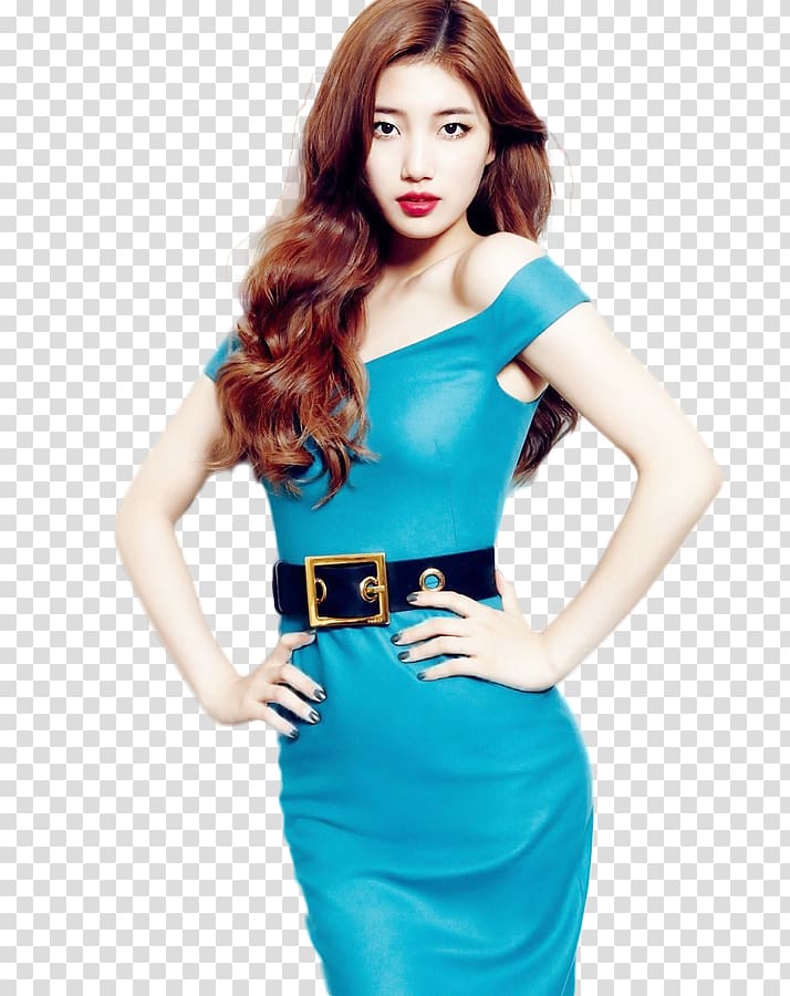 woman wearing blue off-shoulder dress holding her waist, Bae Suzy South Korea Miss A K-pop Desktop , miss transparent background PNG clipart