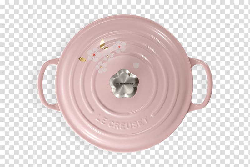 Le Creuset Cast iron Cast-iron cookware Pots Cherry blossom, top shot transparent background PNG clipart