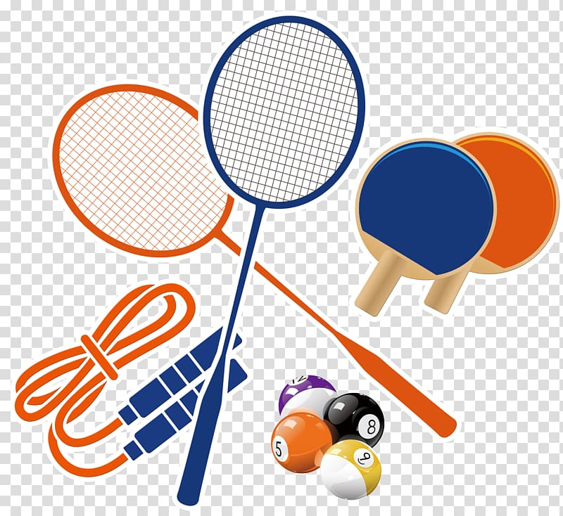 Sports equipment the birdie is on the racket, skipping rope, swimming  goggles and sneakers on wooden background 22077253 Stock Photo at Vecteezy