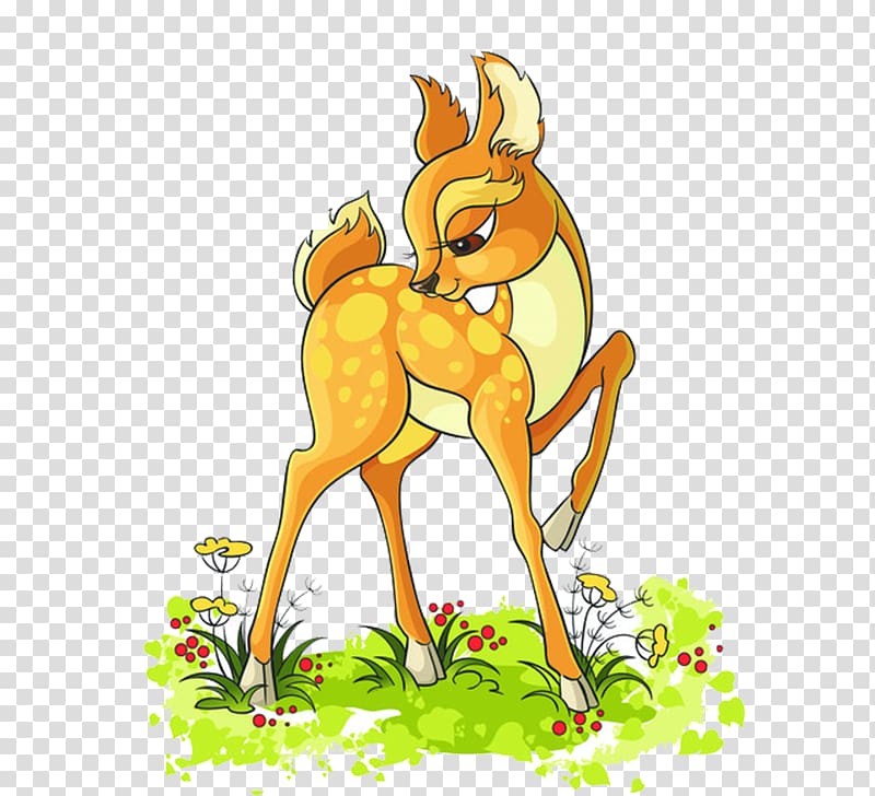 Deer Cartoon Illustration, Giraffe cartoon matting Free transparent background PNG clipart