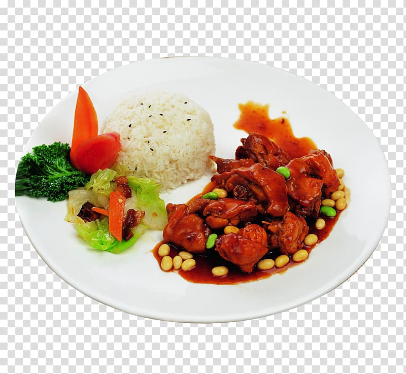Fast food Fried chicken Cooking Chicken Thighs Restaurant, Italian Braised chicken teriyaki sauce with rice transparent background PNG clipart