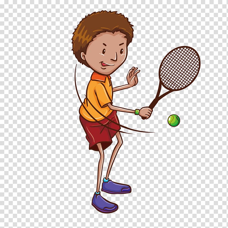 Tennis player Drawing Illustration, cartoon child tennis illustration transparent background PNG clipart