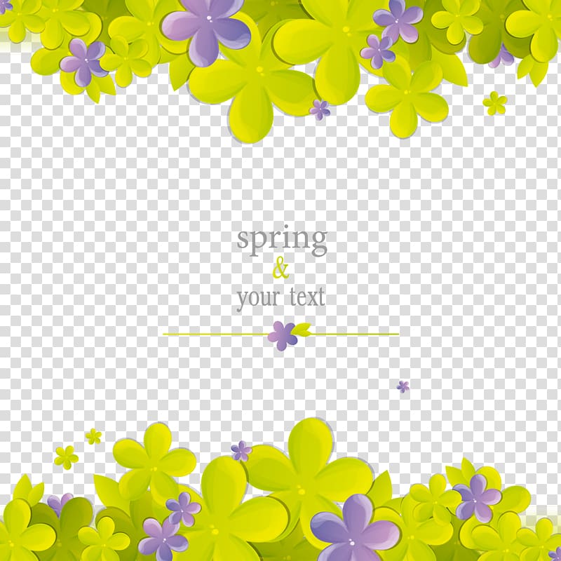 Flower Cartoon, Spring green flowers border transparent background PNG clipart