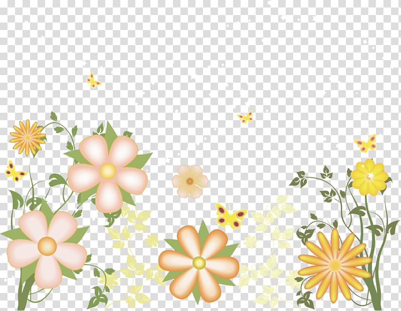 peach, green, and yellow flowers illustration, , Yellow Flowers Free transparent background PNG clipart