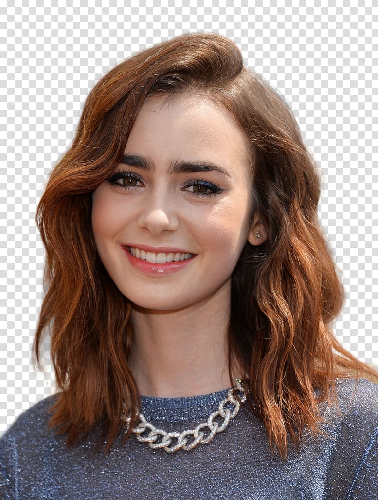 Lily Collins Hairstyle Lob Bob cut Actor, actor transparent background PNG clipart