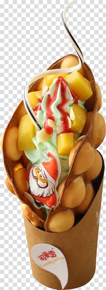 Ice cream Egg waffle Chicken Sachima Dessert, Gourmet Eggs transparent background PNG clipart