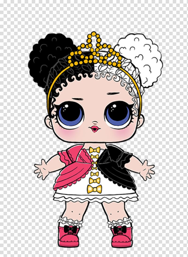 white and black hair female illustration, L.O.L. Surprise! Lil Sisters Series 2 MGA Entertainment LOL Surprise! Littles Series 1 Doll Coloring book MGA Entertainment L.O.L. Surprise! Series 1 Mermaids Doll, doll transparent background PNG clipart