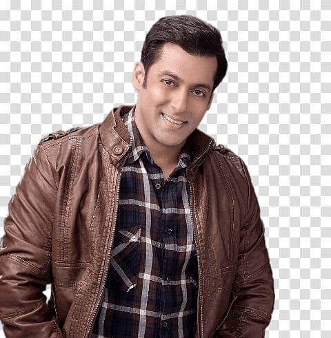 smiling man wearing brown zip-up leather jacket, Salman Khan Brown Leather Jacket transparent background PNG clipart
