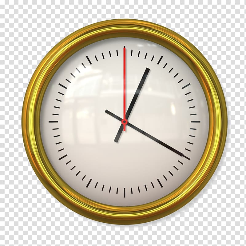 Clock face Time Alarm clock Illustration, Gold frame clock transparent background PNG clipart