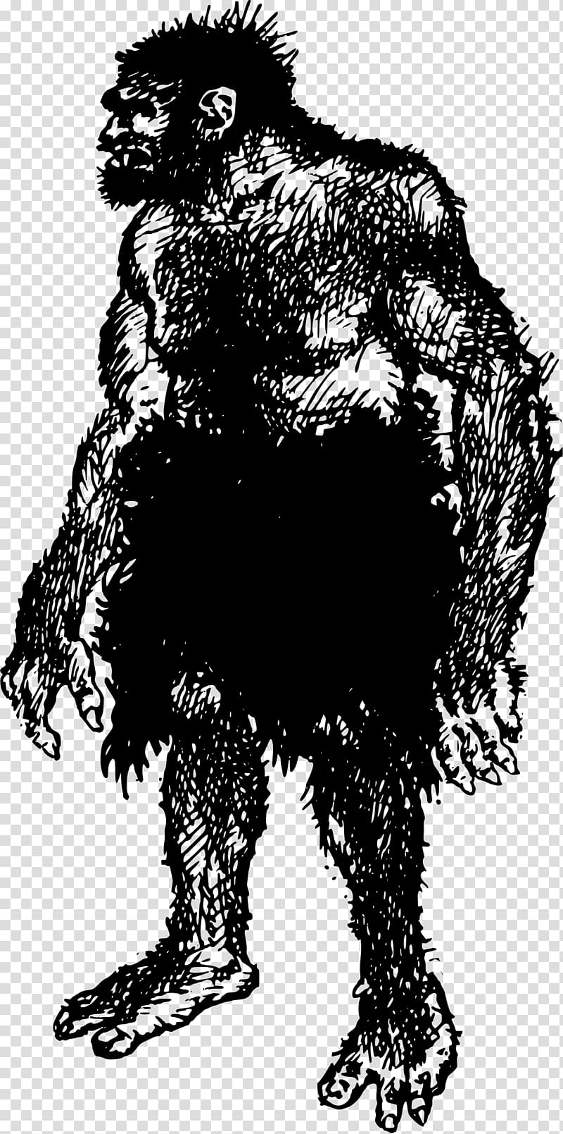 Gorilla Neandertal Drawing Caveman , hairy men transparent background PNG clipart