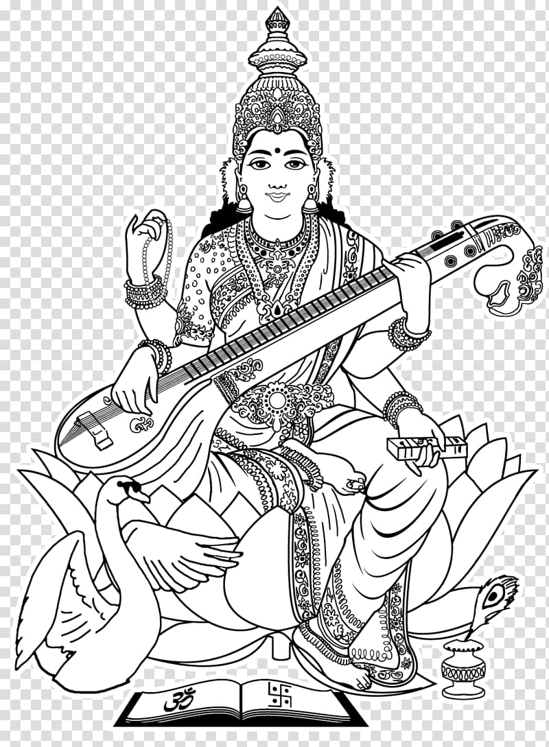 Goddess Laksmi, Shiva Ganesha Saraswati Drawing Coloring book, Sarawati transparent background PNG clipart