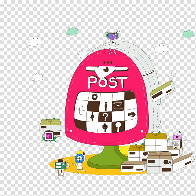 Cartoon Post box Logistics Illustration, Comics house transparent background PNG clipart