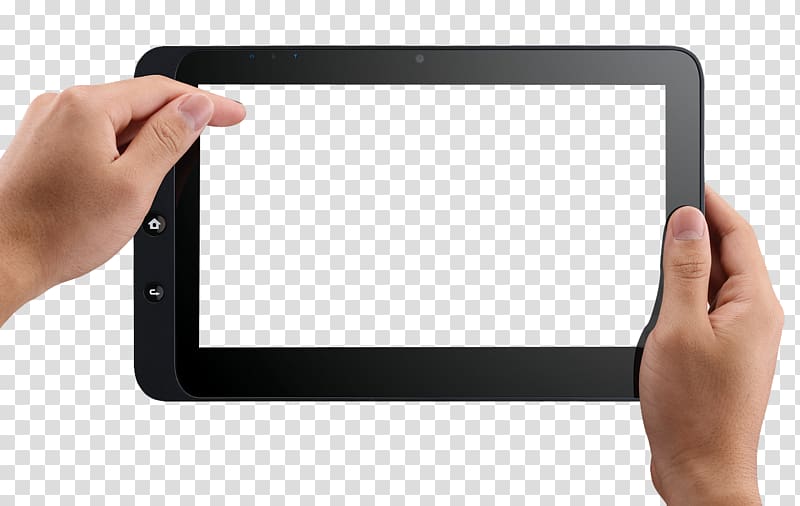 black tablet computer illustration, Piano Video Camera Selfie, Hand Holding Tablet transparent background PNG clipart