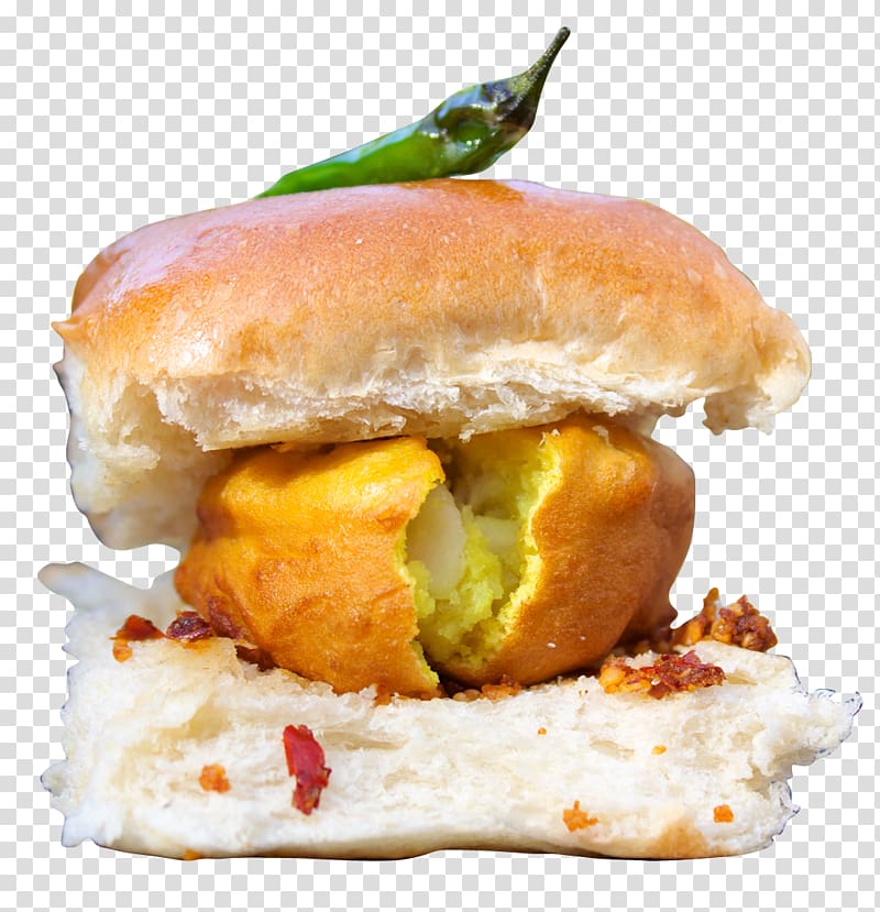 burger illustration, Chutney Vada pav Indian cuisine Bonda, biryani transparent background PNG clipart