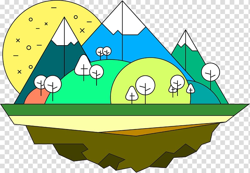 Cartoon Drawing Mountain Illustration, cartoon suspended mountain transparent background PNG clipart
