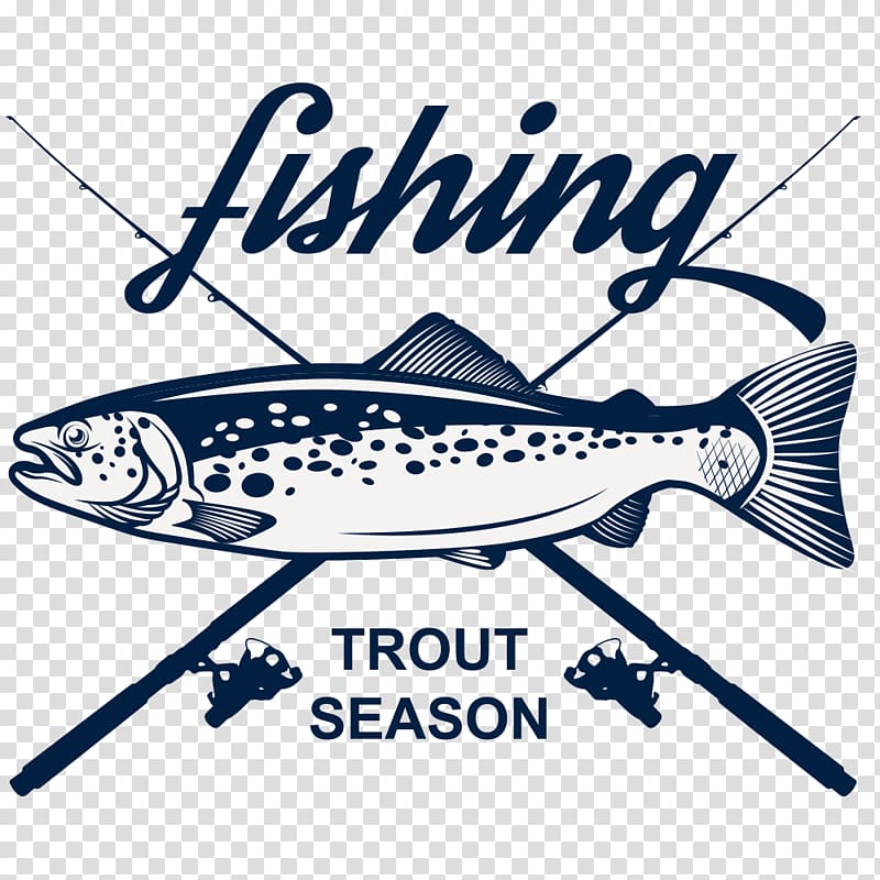Trout illustration , Fishing rod and blue fish transparent background PNG clipart