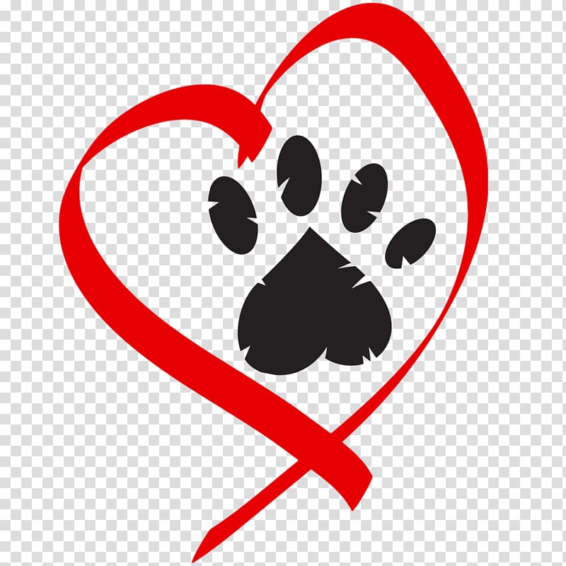 Red heart with paw print png clip art