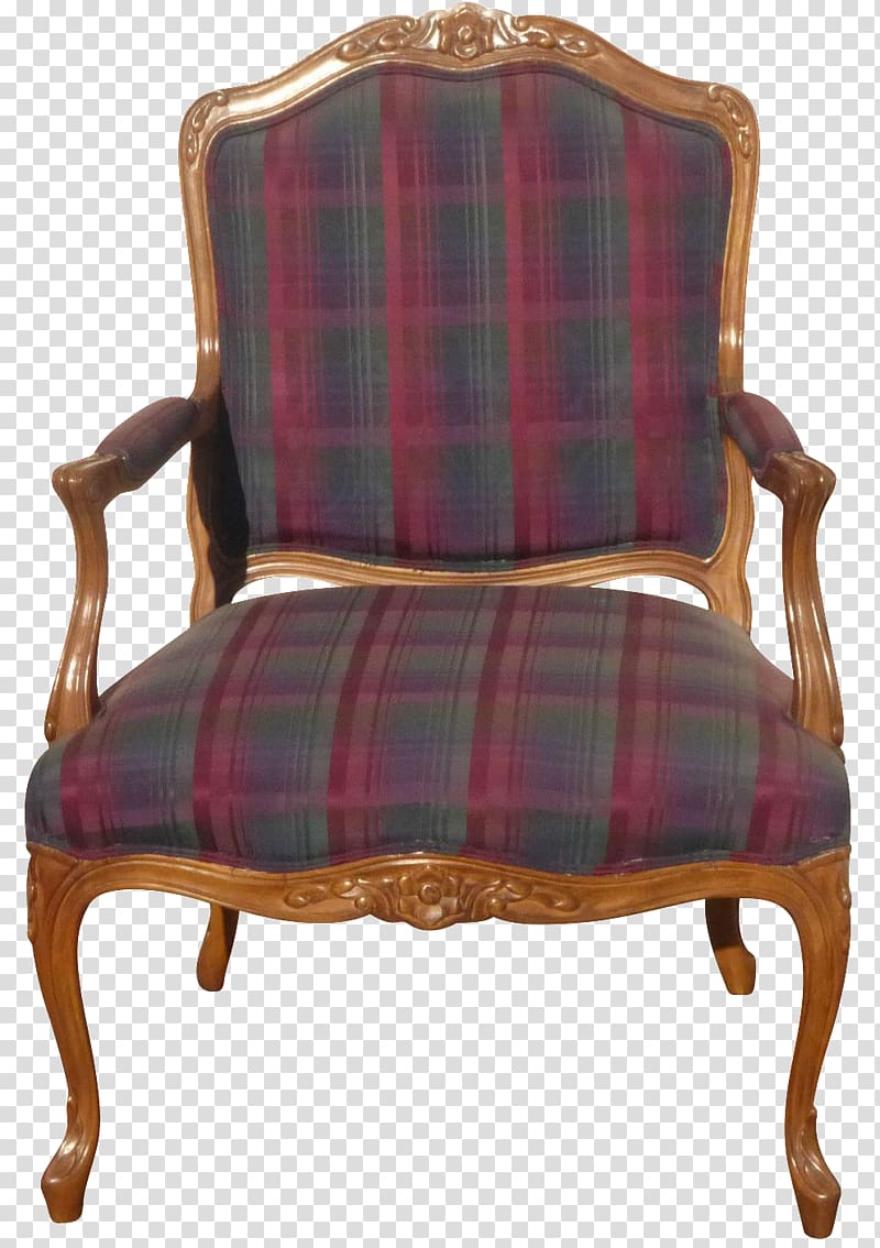 Furniture Chair Antique Tartan Pattern, armchair transparent background PNG clipart