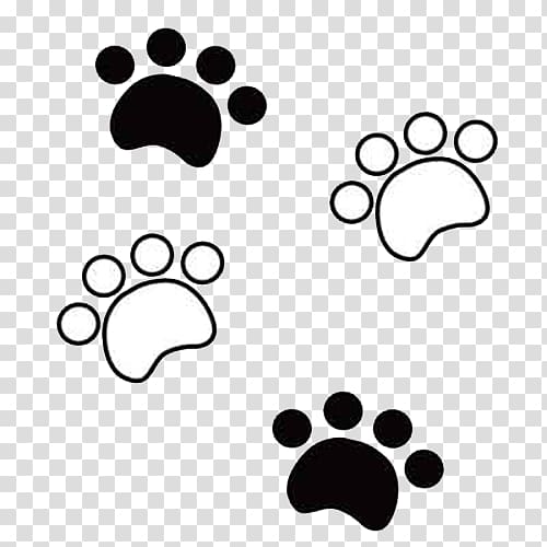 Dog Cartoon , Black and white pet footprints transparent background PNG clipart