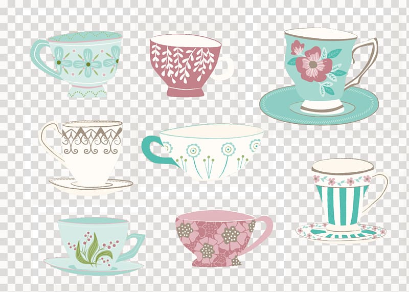 Teacup Drawing Coffee cup Mug, Lovely hand-painted mugs transparent background PNG clipart