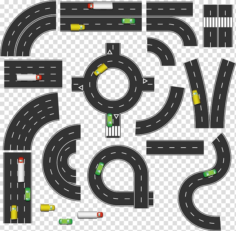 black and white road puzzle illustration, Road Euclidean Infographic, 3.14 road design material transparent background PNG clipart