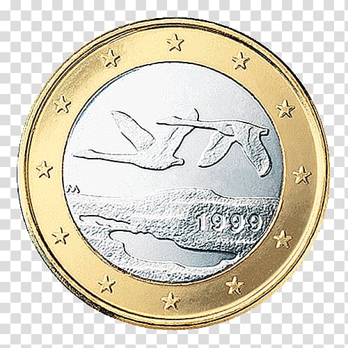 Finland Finnish euro coins 1 euro coin, euro transparent background PNG clipart