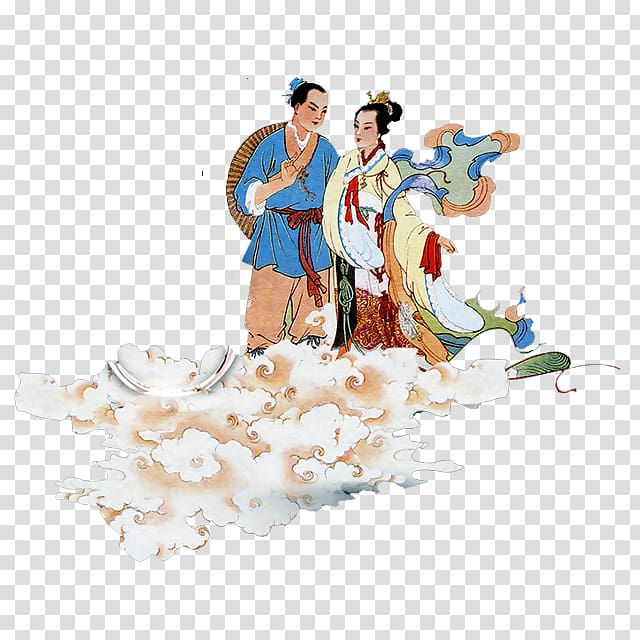 The Cowherd and the Weaver Girl Qixi Festival Tanabata, lizhi transparent background PNG clipart