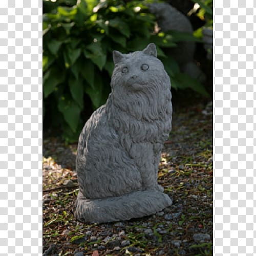 Statue Domestic long-haired cat Stone sculpture Garden ornament, weathered transparent background PNG clipart