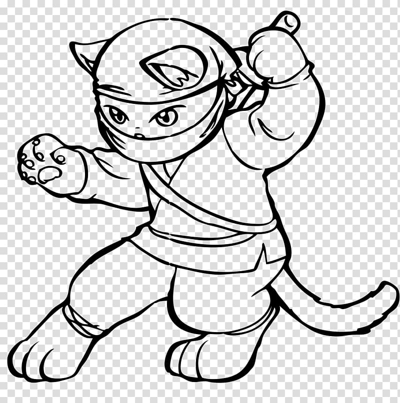 Line art Cartoon Drawing Ninja Hello Kitty, Ninja transparent background PNG clipart