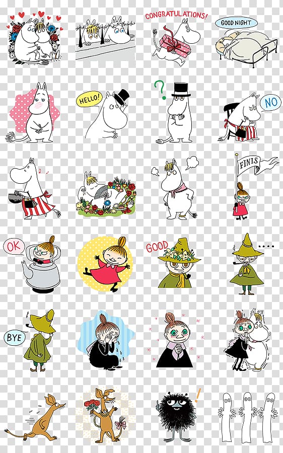 Little My Moomins Moominvalley Moominmamma Snufkin, Sticker line transparent background PNG clipart