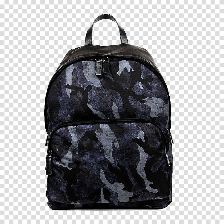 Handbag Backpack Textile Luxury goods, PRADA Prada camouflage blue nylon backpack shoulder bag transparent background PNG clipart