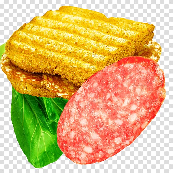 Salami Ham Mett Breakfast Cervelat, Vegetables, bread and ham slices transparent background PNG clipart
