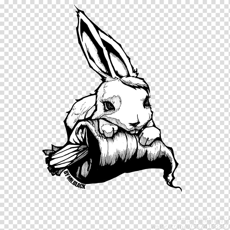 Black and white Creativity Croquis Sketch, Creative Rabbit transparent background PNG clipart