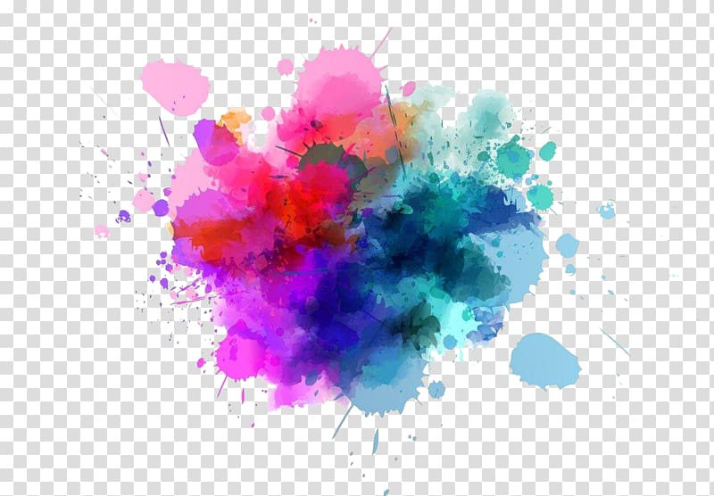 multicolored paint splat art, Watercolor painting Ink, Color ink jet watermark transparent background PNG clipart