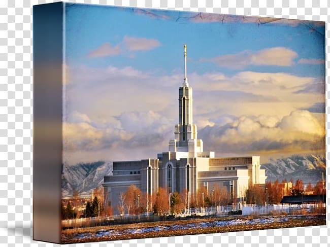 Mount Timpanogos Utah Temple Gallery wrap Canvas Light Art, Temple lamp transparent background PNG clipart