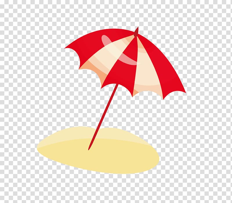 red and brown umbrella illustration, Cartoon Beach , Parasol transparent background PNG clipart