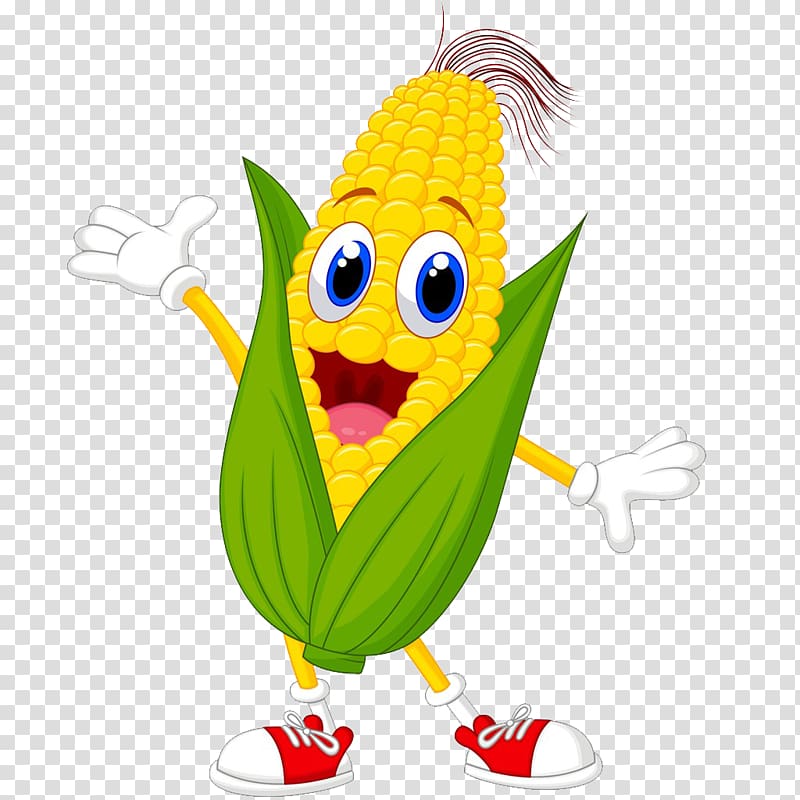 animated character corncub illustration, Cartoon Maize Corn on the cob , Cartoon corn transparent background PNG clipart