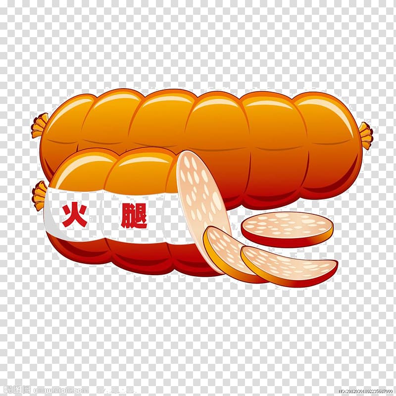 Sausage Ham Steak Meat Bacon, Cartoon ham transparent background PNG clipart