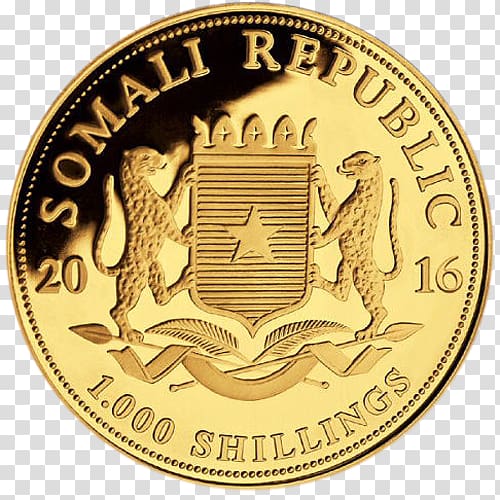 Gold coin Gold coin Somalia Bullion coin, Elephant gold transparent background PNG clipart